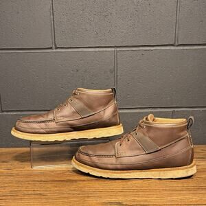Twisted X Men’s 4” Wedge Sole Brown Leather Moc Toe Boots Sz 12